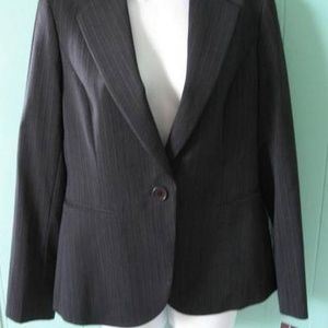 $219 Wool Blend Textured One Button Navy Jacket